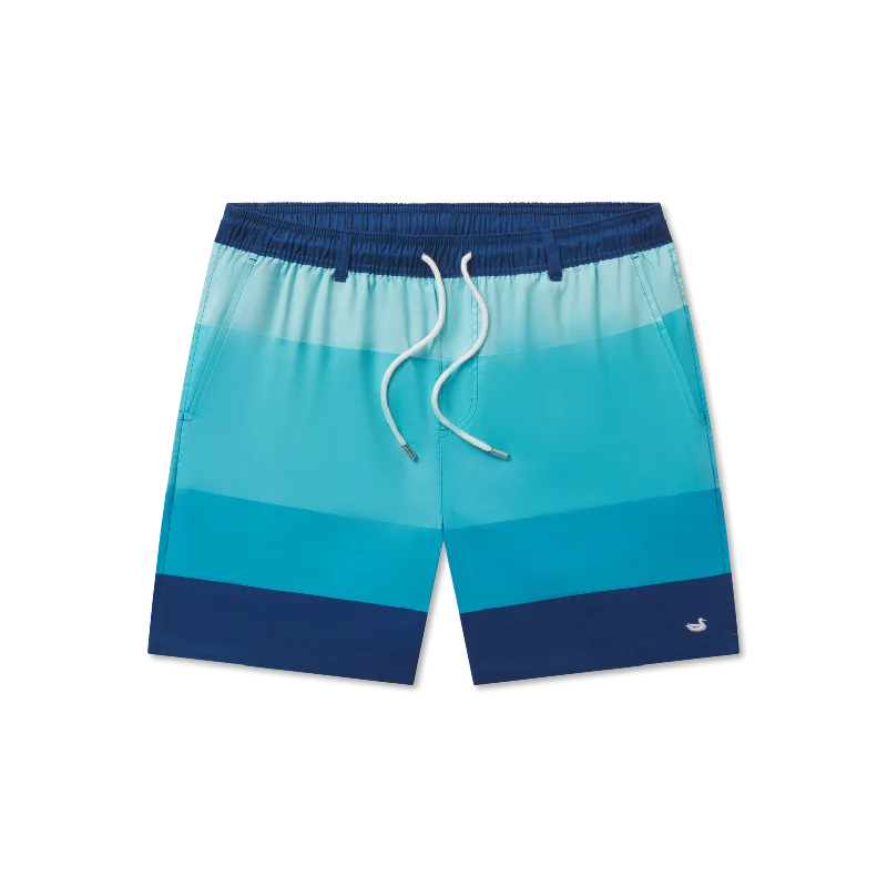 Men's Sustainable Recycled Material Swim Shorts for Eco - Conscious SwimmersYouth Harbor Trunk - Horizon Stripe