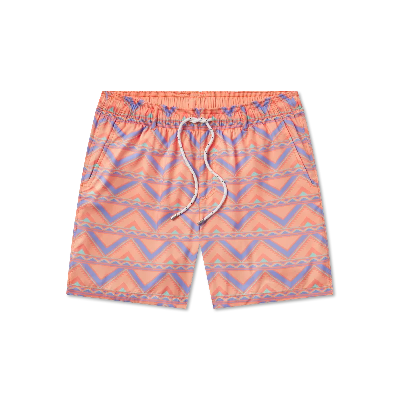 Men's Printed Floral Pattern Swim Shorts in Bright Colors for a Tropical Vacation LookYouth Dockside Swim Trunk - Santiago Sunrise