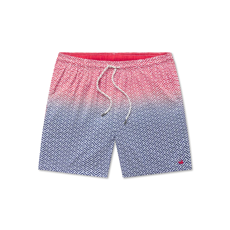 Men's Swim Shorts with Reflective Trim for Safety during Nighttime SwimmingYouth Dockside Swim Trunk - Herringbone Fade