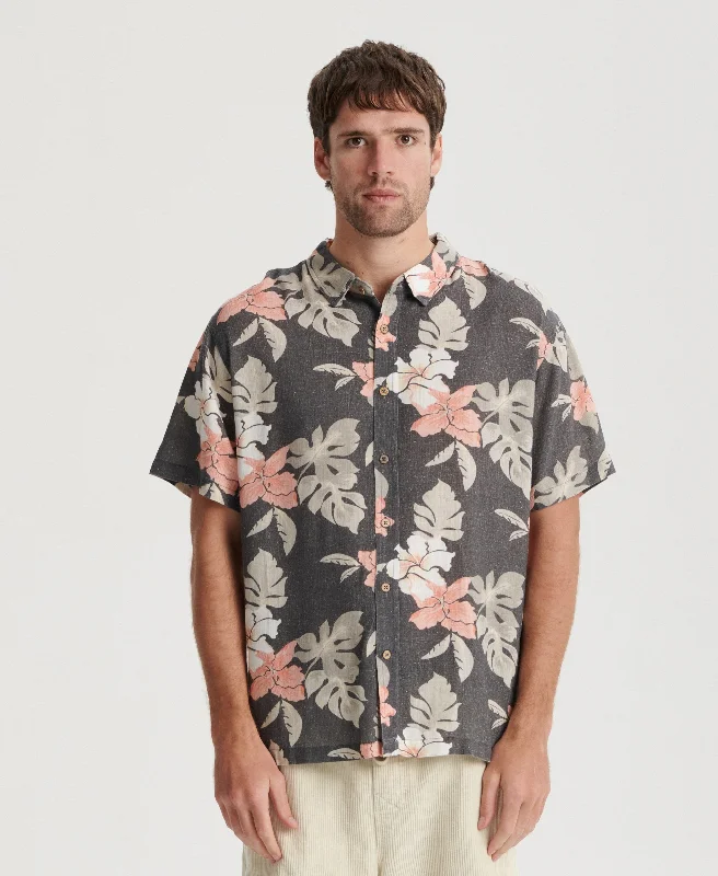 Men's Hawaiian - Print Short Sleeve Rayon Shirts in Tropical Colors for a Vacation VibeBetter Coast Shirt - Phantom