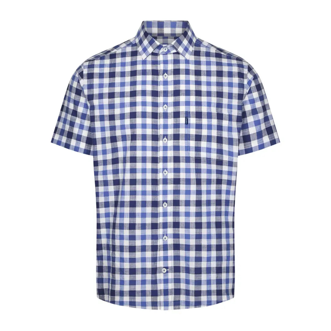 Plus Size Men's Cotton Short Sleeve Button - Down Shirts in Navy for a Classic and Comfortable StyleChampion Holkham Short Sleeve Shirt