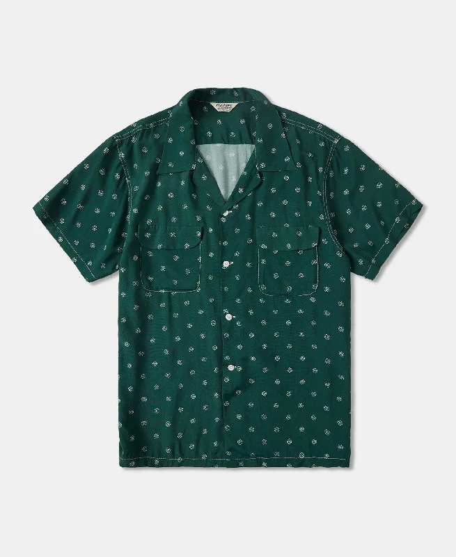 Plus Size Men's Solid - Color Short Sleeve Shirts in Burgundy for a Sophisticated and Easy - to - Match OptionLot 220 Dotted Open Collar Shirt - Dark Green