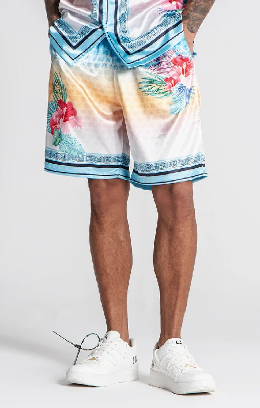 Men's distressed cotton shorts for a bohemian - inspired styleBlue Tropicana Shorts