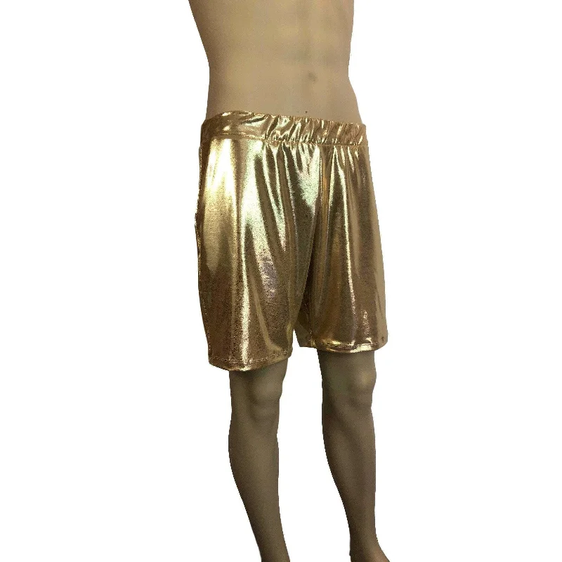 Men's pleated front twill shorts for a classic and sophisticated appearanceMen's Gold Mystique Metallic Shorts W/ Pockets