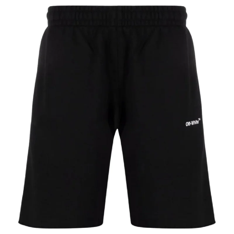 Men's ripped denim shorts for a trendy streetwear aestheticOff-White Caravaggio Diag Sweatshort Black