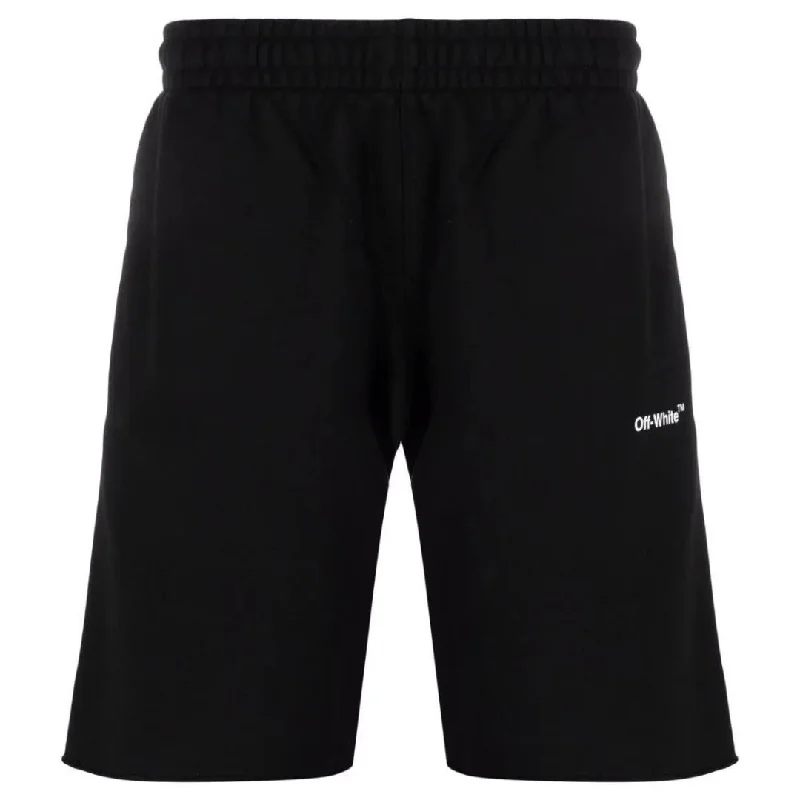 Men's wide - leg linen blend shorts for a relaxed beachside vibeOff-White Diag Helvetica Sweatshort Black