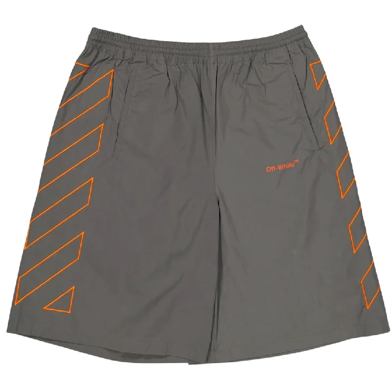 Men's elastic waistband lounge shorts for lazy weekends at homeOff-White Diag Outline Dark Grey Track  Shorts