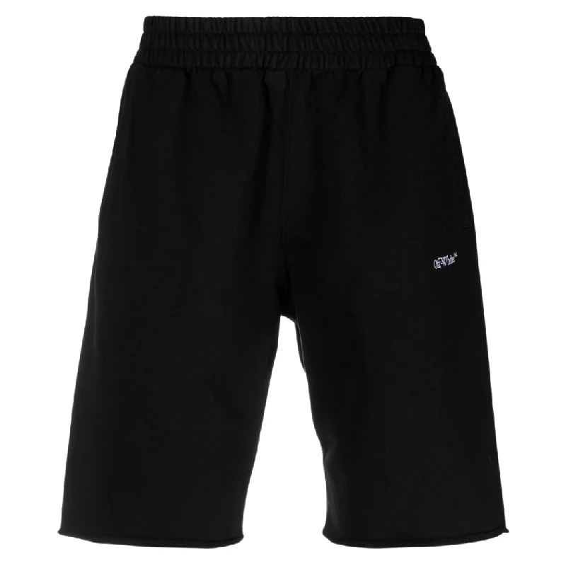 Men's button - fly denim work shorts for durability on the jobOff-White Scribble Design Black Sweat Shorts