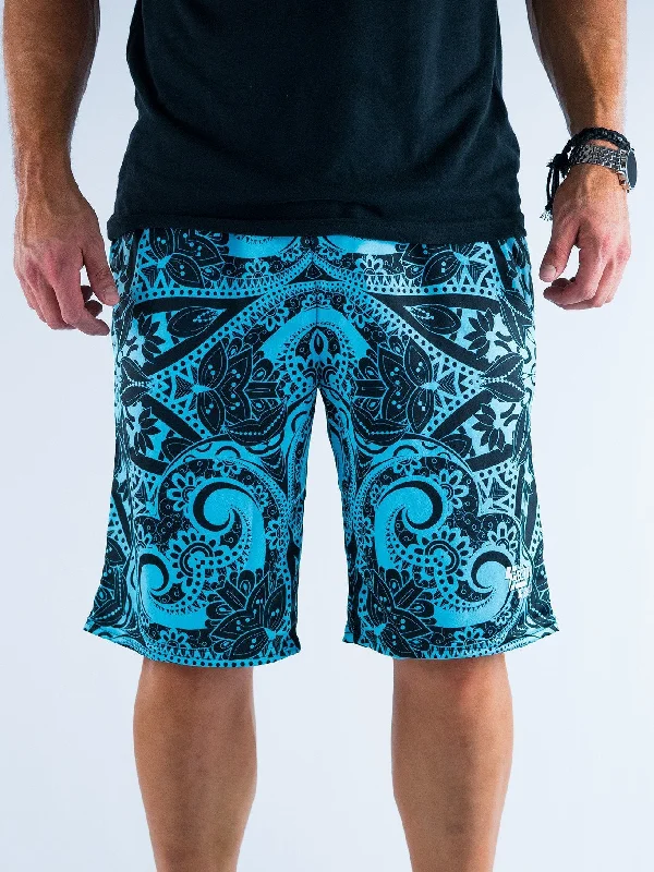 Men's pastel - colored cotton shorts for a spring - friendly outfitTeal Mandala Shorts