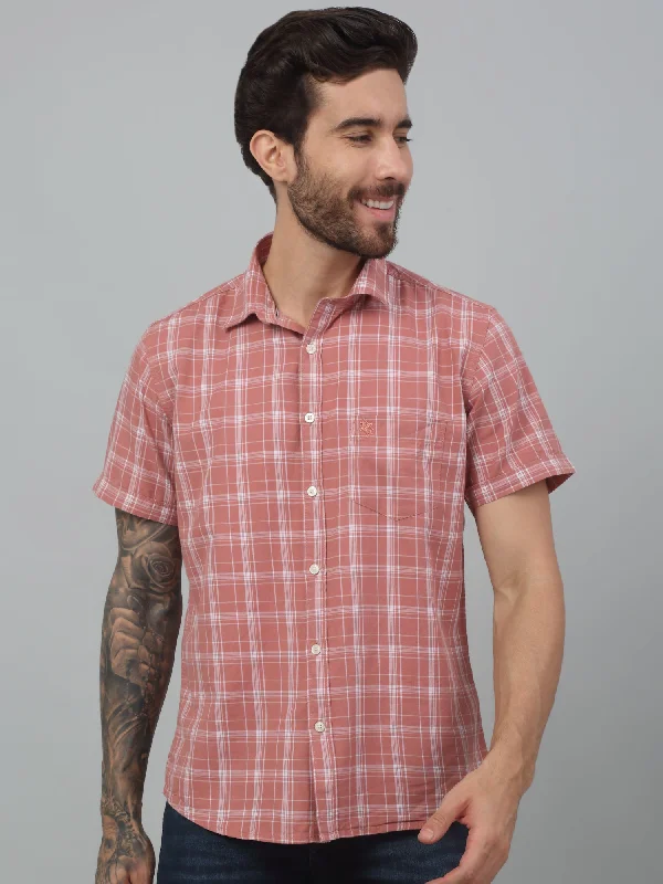 Men's Graphic - Printed Casual Shirts with Pop - Culture References for a Fun and Stylish LookMen's Red Casual Medium Checks Half sleeve Shirt