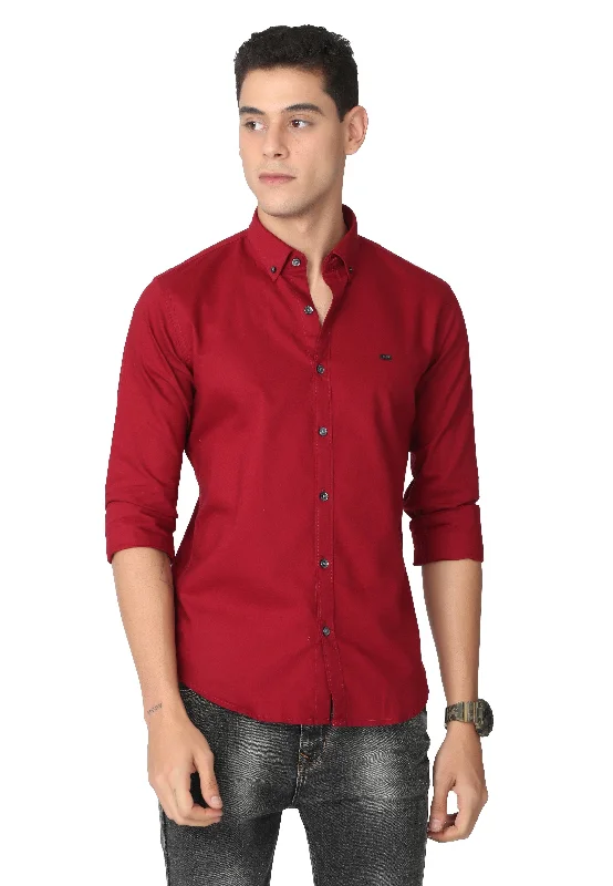 Men's Two - Tone Contrast Panel Casual Shirts in White and Navy for a Stylish and Eye - Catching DesignDark Red Casual Shirt