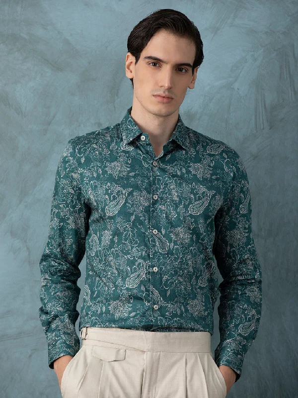 Men's Retro - Style Hawaiian Print Casual Shirts in Bold Patterns for a Tropical VacationGreen Printed Shirt