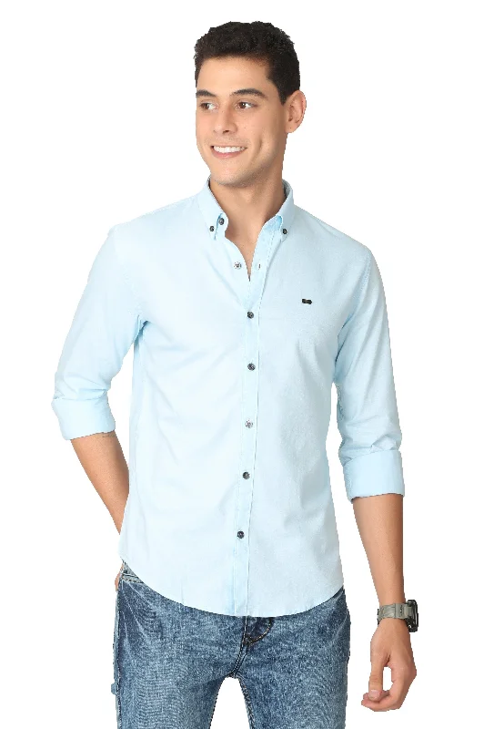 Men's Button - Down Oxford Casual Shirts in Crisp White for a Classic and Versatile StyleLight Blue Stain Twill Shirt