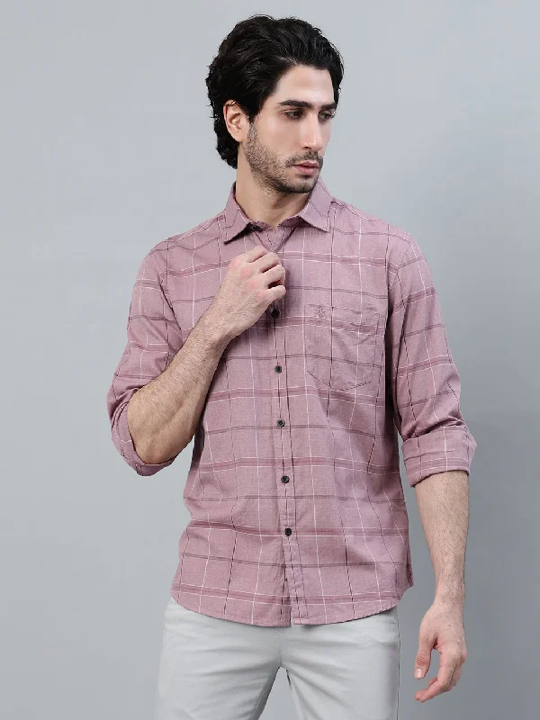 Men's Two - Tone Contrast Panel Casual Shirts in White and Navy for a Stylish and Eye - Catching DesignMen's Purple Checkered Full Sleeve Casual Shirt