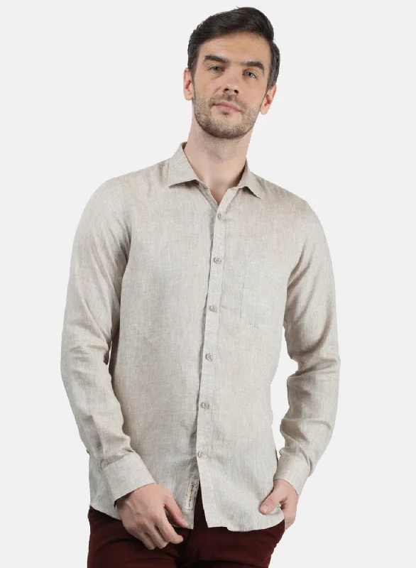 Men's Graphic - Printed Casual Shirts with Pop - Culture References for a Fun and Stylish LookMen Beige Solid Shirt