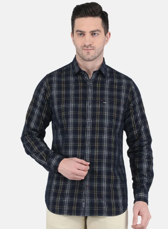 Men's Sustainable Recycled Material Casual Shirts for Eco - Conscious ConsumersMen Black Check Shirt