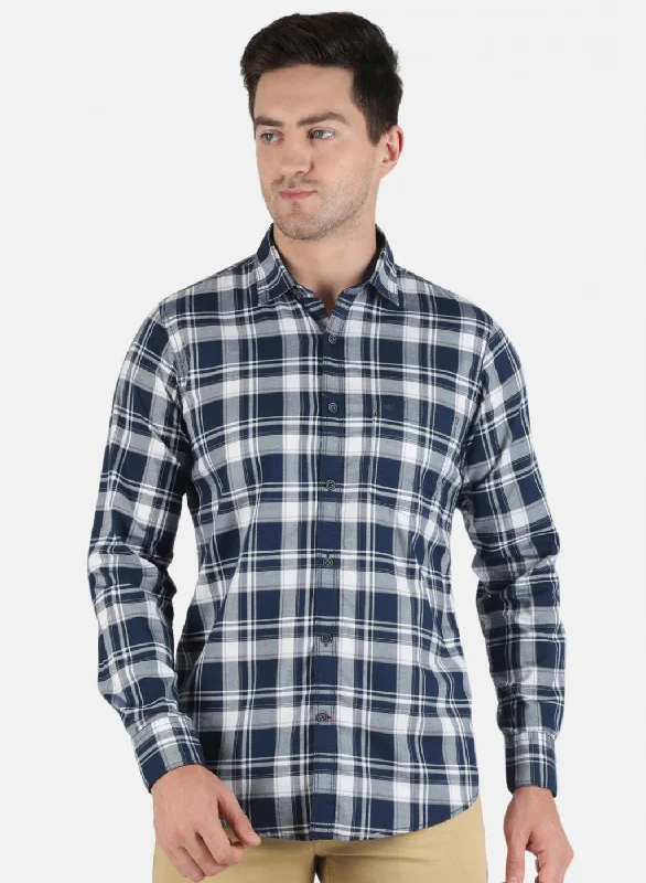 Men's Moisture - Wicking Performance Fabric Casual Shirts for Outdoor ActivitiesMen NAvy Blue Check Shirt