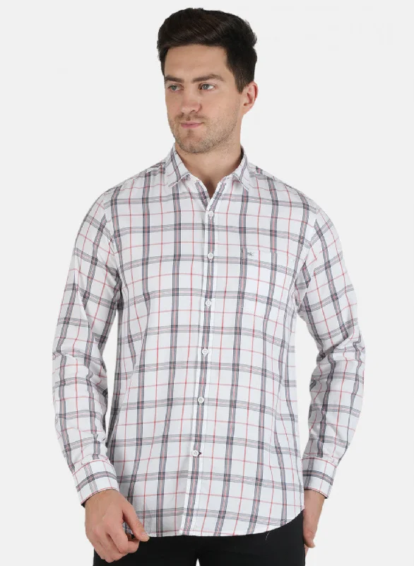 Men's Sustainable Recycled Material Casual Shirts for Eco - Conscious ConsumersMen White Check Shirt