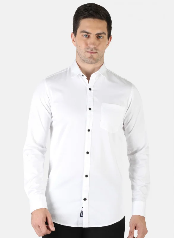 Men's Organic Cotton Casual Shirts with a Soft Handfeel for Everyday ComfortMen White Solid Shirt