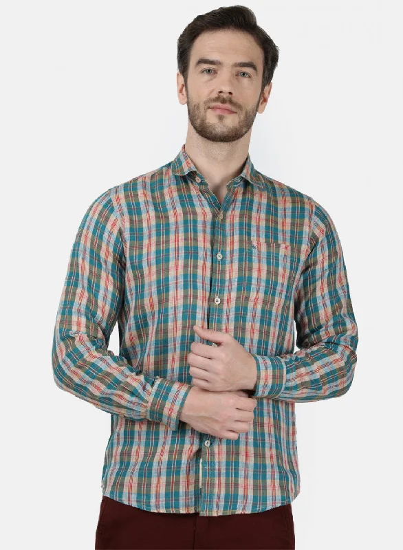 Men's Shearling - Lined Collar Casual Shirts in Brown for a Rustic and Warm AppealMens Blue Check Shirt