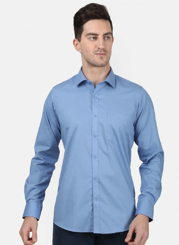 Men's Moisture - Wicking Performance Fabric Casual Shirts for Outdoor ActivitiesMens Blue Solid Shirt