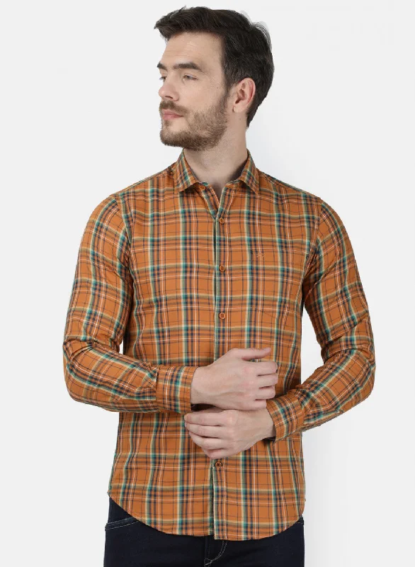 Men's Stretch - Fabric Casual Shirts in Navy Blue for a Comfortable and Flexible FitMens Mustard Check Shirt