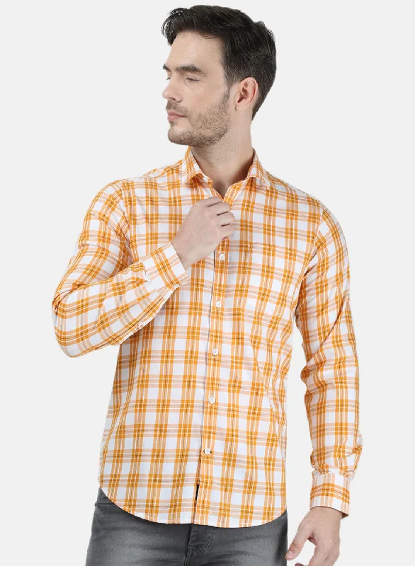 Men's Graphic - Printed Casual Shirts with Pop - Culture References for a Fun and Stylish LookMens Orange Check Shirt