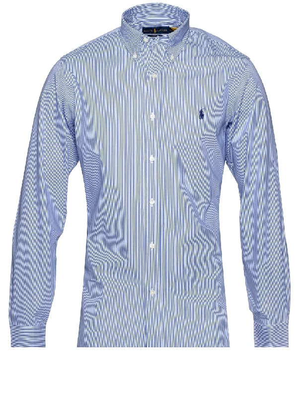 Men's Moisture - Wicking Performance Fabric Casual Shirts for Outdoor ActivitiesHairline Stripe Shirt Blue