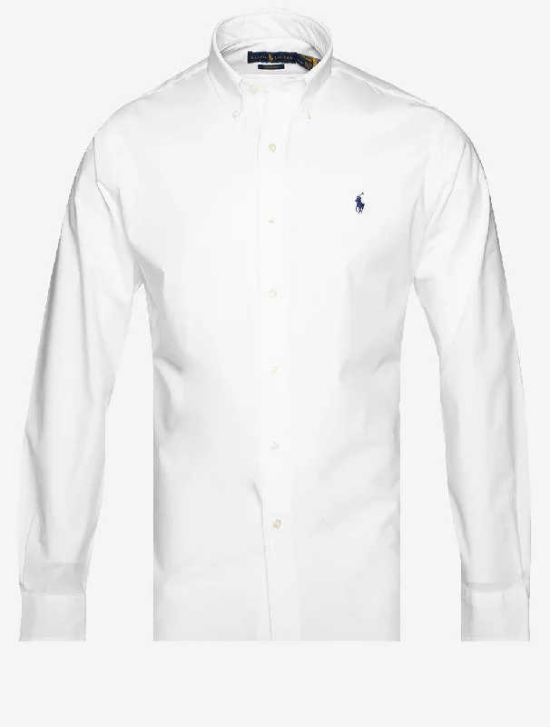 Men's Two - Tone Contrast Panel Casual Shirts in White and Navy for a Stylish and Eye - Catching DesignPlain Buttondown Shirt White