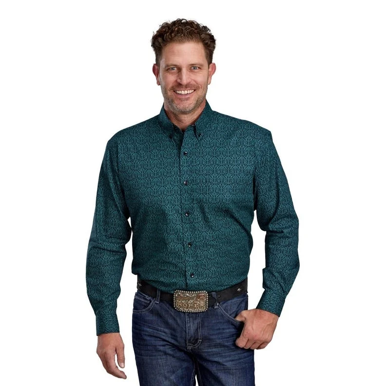 Men's Retro - Style Hawaiian Print Casual Shirts in Bold Patterns for a Tropical VacationRoper Western Shirt Mens L/S Button Paisley Green 03-001-0326-6022 GR