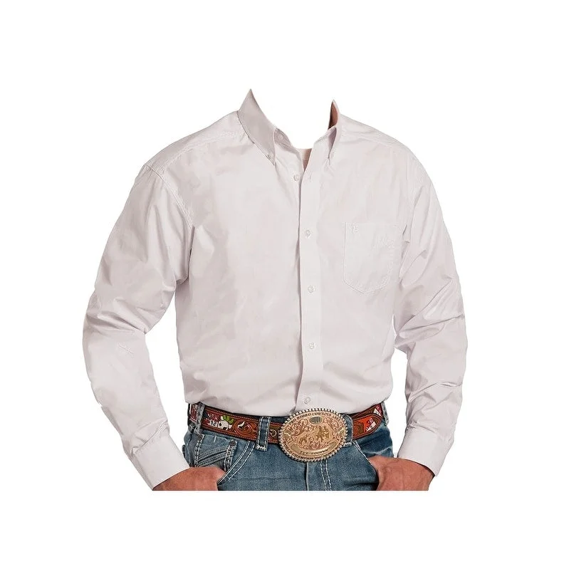 Men's Graphic - Printed Casual Shirts with Pop - Culture References for a Fun and Stylish LookRoper Western Shirt Mens L/S Button Solid White 03-001-0366-0025 WH