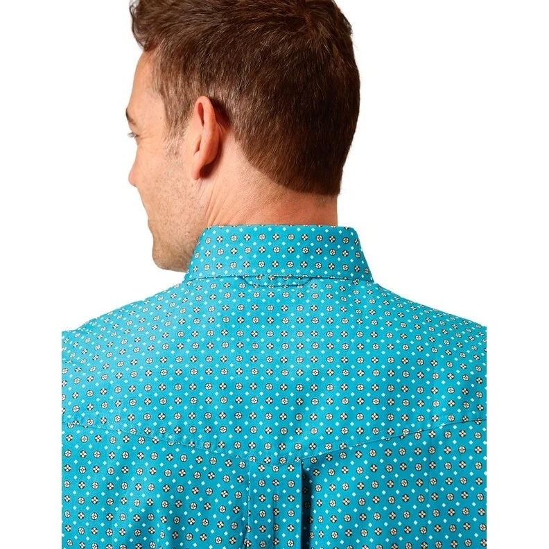 Men's Tailored Fit Checkered Casual Shirts in Multicolor for a Smart - Casual EnsembleRoper Western Shirt Mens Short Sleeve Turquoise 03-002-0325-4009 BU