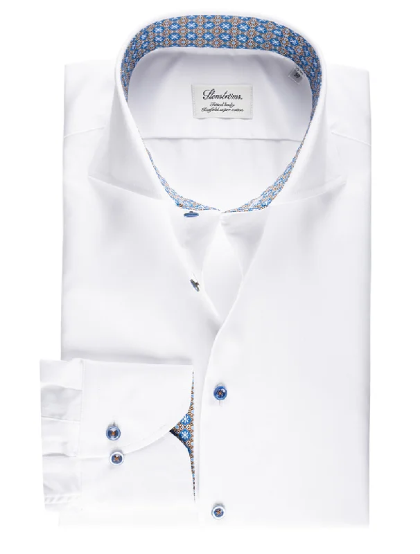 Men's Stretch - Fabric Casual Shirts in Navy Blue for a Comfortable and Flexible FitWhite Contrast Inlay Fitted Shirt