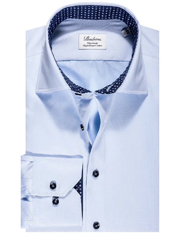 Men's Embroidered Detail Casual Shirts in Beige for a Touch of ElegancePlain With Inlay Casual Blue Shirt Blue