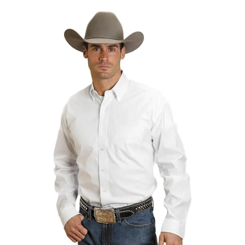 Men's Wrinkle - Resistant Polyester Blend Casual Shirts for Easy Travel and MaintenanceStetson Western Shirt Mens L/S Button White 11-001-0566-0025 WH