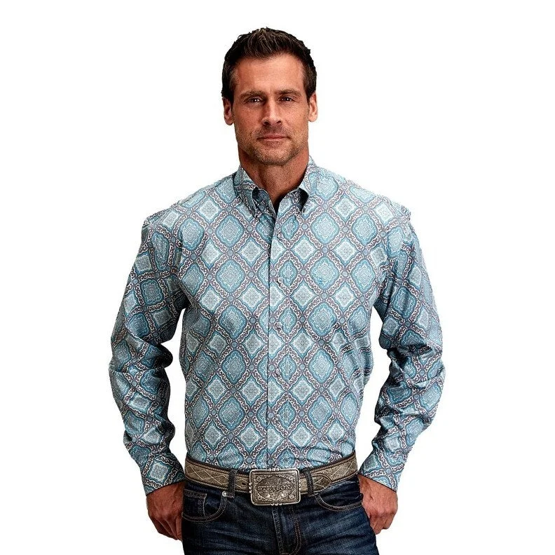 Men's Tailored Fit Checkered Casual Shirts in Multicolor for a Smart - Casual EnsembleStetson Western Shirt Mens L/S Medallion Turquoise 11-001-0526-2057 BU