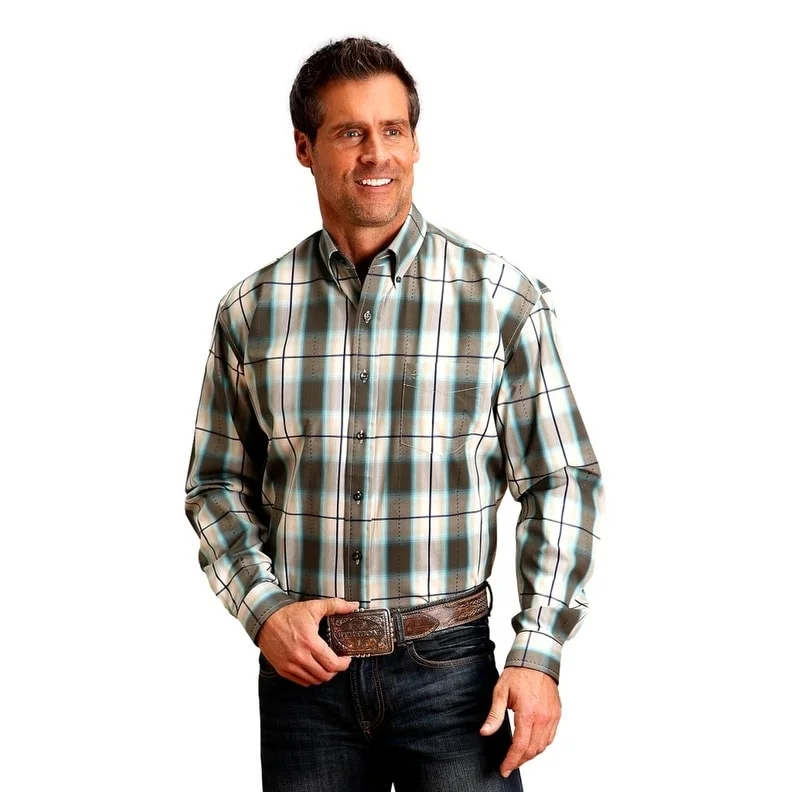 Men's Graphic - Printed Casual Shirts with Pop - Culture References for a Fun and Stylish LookStetson Western Shirt Mens L/S Ombre Plaid Green 11-001-0579-0191 GR