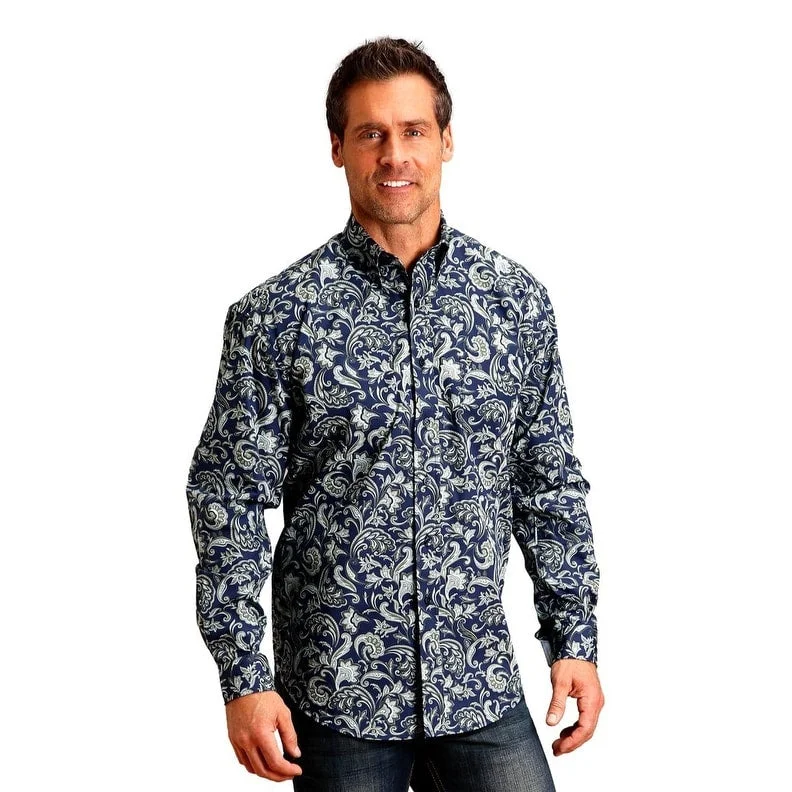 Men's Organic Cotton Casual Shirts with a Soft Handfeel for Everyday ComfortStetson Western Shirt Mens L/S Paisley Button Blue 11-001-0526-0176 BU