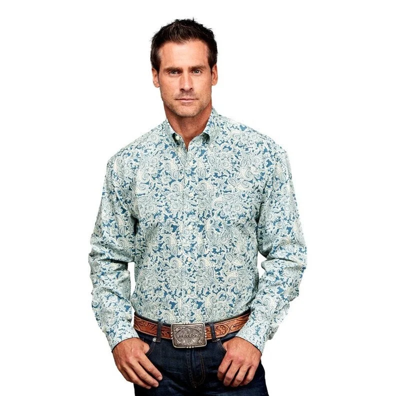 Men's Stretch - Fabric Casual Shirts in Navy Blue for a Comfortable and Flexible FitStetson Western Shirt Mens L/S Tonal Paisley Blue 11-001-0526-5024 BU