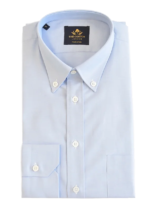 Men's Linen Blend Casual Shirts with Roll - Up Sleeves for a Summer Beach LookThomas Mason Oxford Light Blue Shirt