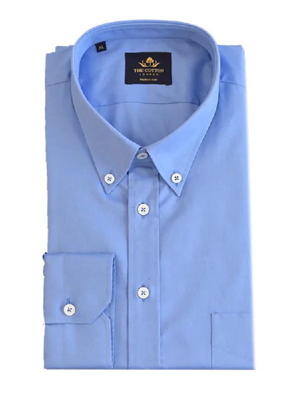 Men's Embroidered Detail Casual Shirts in Beige for a Touch of EleganceThomas Mason Royal Oxford Mid Blue Shirt