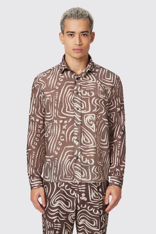 Men's Tailored Fit Checkered Casual Shirts in Multicolor for a Smart - Casual EnsembleKessie Cream Abstract Print Shirt