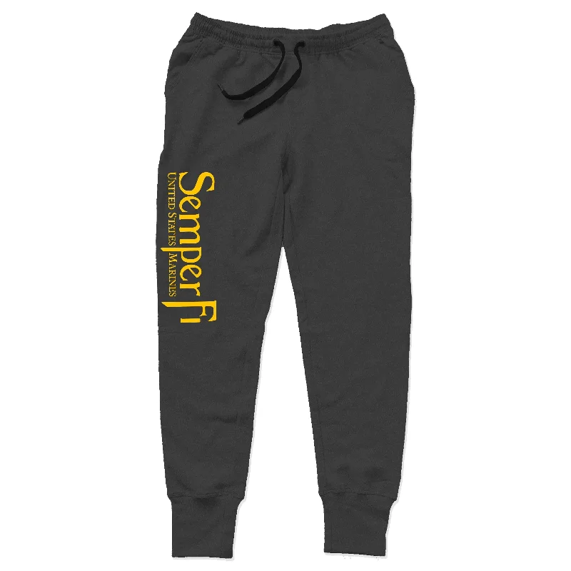 Plus Size Men's Elastic - Cuffed Sweatpants in Burgundy for a Stylish and Casual LookSemper Fi Heather Black Joggers/Sweatpant