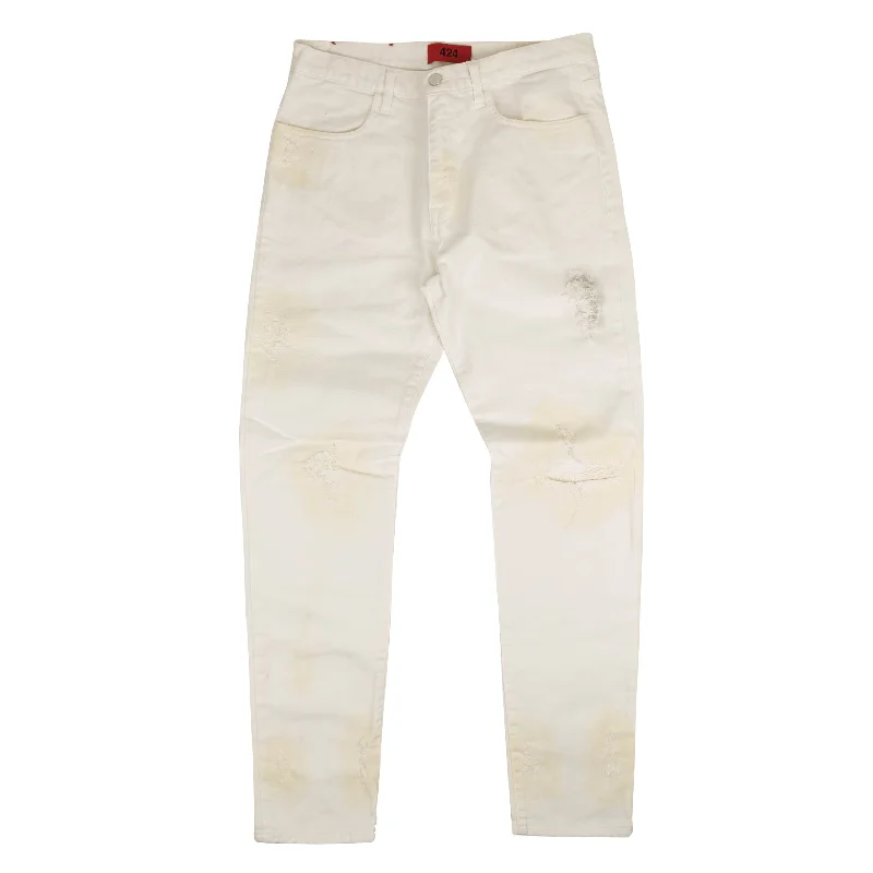 Plus Size Men's Relaxed Fit Jeans with a Faded Wash for a Vintage - Inspired Look424 On Fairfax Distressed Jeans - White