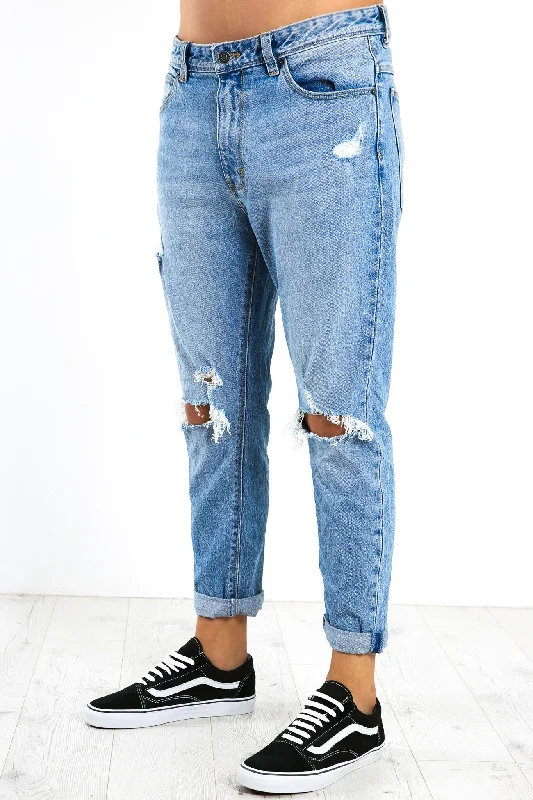 Plus Size Men's Bootcut Jeans with a Belt Loop Upgrade for a Stylish TouchA Dropped Slim Turn Up Jean Ringer Rip