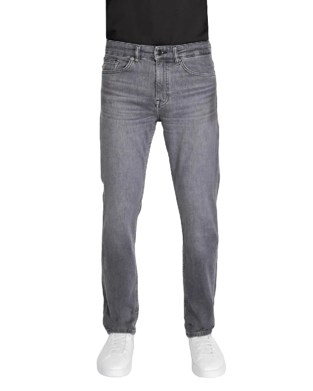 Men's High - Waisted Jeans in a Medium Wash for a Vintage - Style RevivalBoss  Orange Men's Regular Fit Straight Leg Jeans in Grey