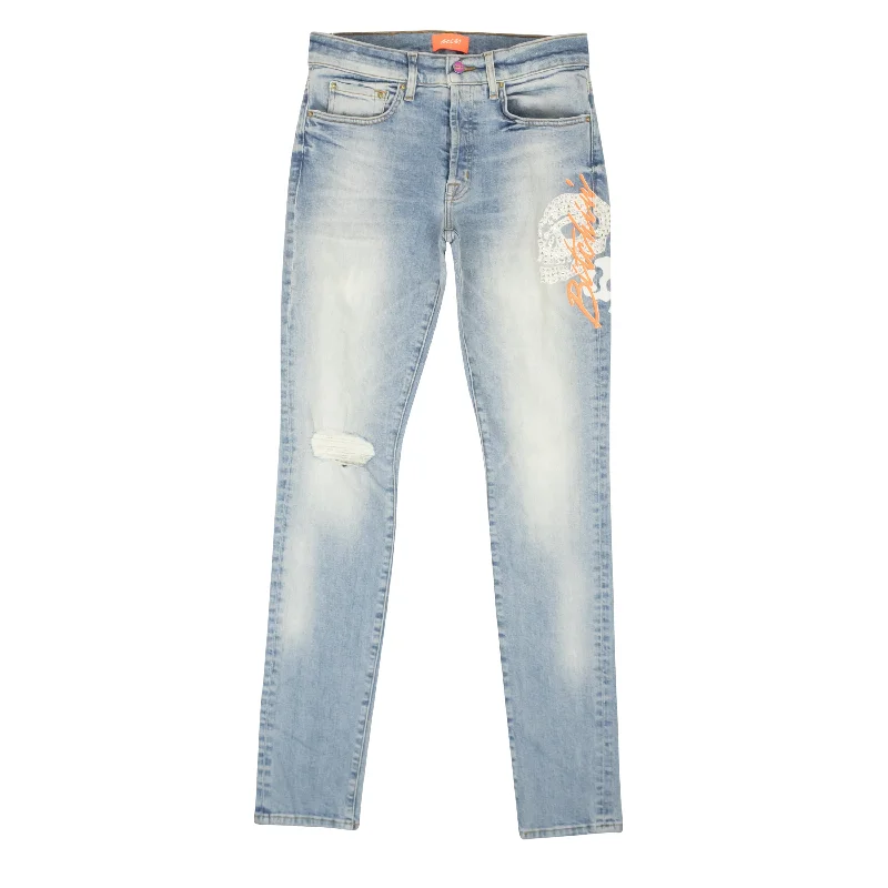 Plus Size Men's Bootcut Jeans with a Relaxed Waist for a Classic and Comfortable FitBossi Embroidered Jeans - Blue