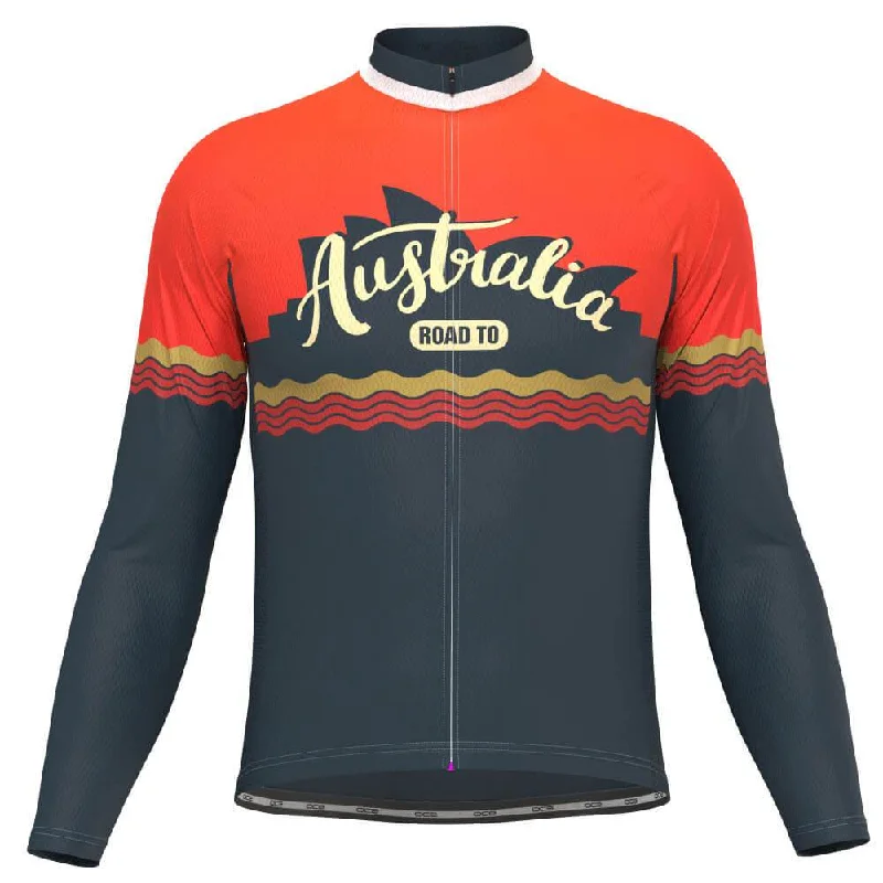 Men's Retro Hockey Jerseys with Classic Stripes and Logos for a Nostalgic Hockey AestheticMen's Road to Australia Long Sleeve Cycling Jersey