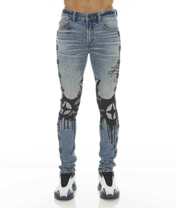 Men's Low - Rise Jeans in a Light Wash for a Casual and Youthful LookPUNK SUPER SKINNY IN ACID LUCKY BASTARD