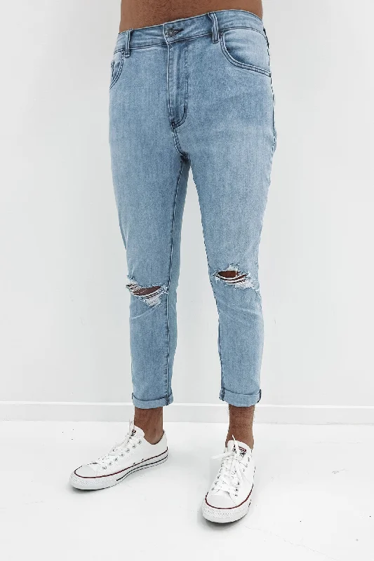 Men's Jeans with a Cargo - Inspired Knee Pocket for Extra StorageR1 Skinny Roller Jean Clearwater Blue